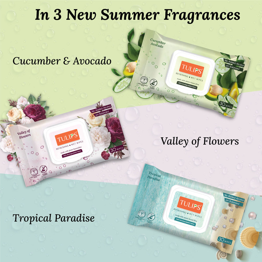 Refreshing Wet Wipes In Lid Pack - Valley Of Flowers