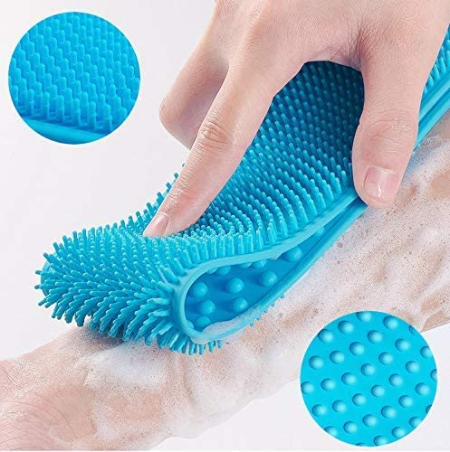 Back Scrubber Belt Cleaning Exfoliating Bath Brush (Color & Design May Vary)