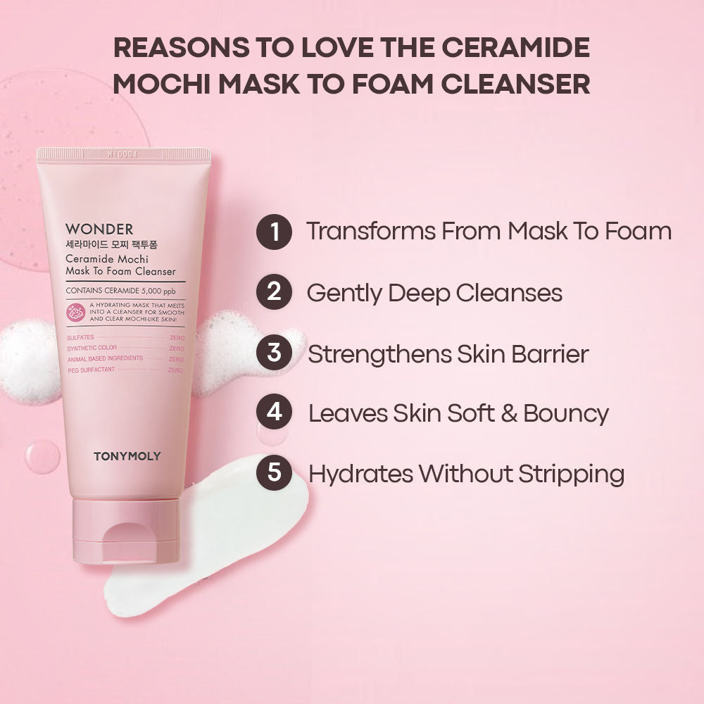 Korean Wonder Ceramide Mochi Mask To Foam Cleanser