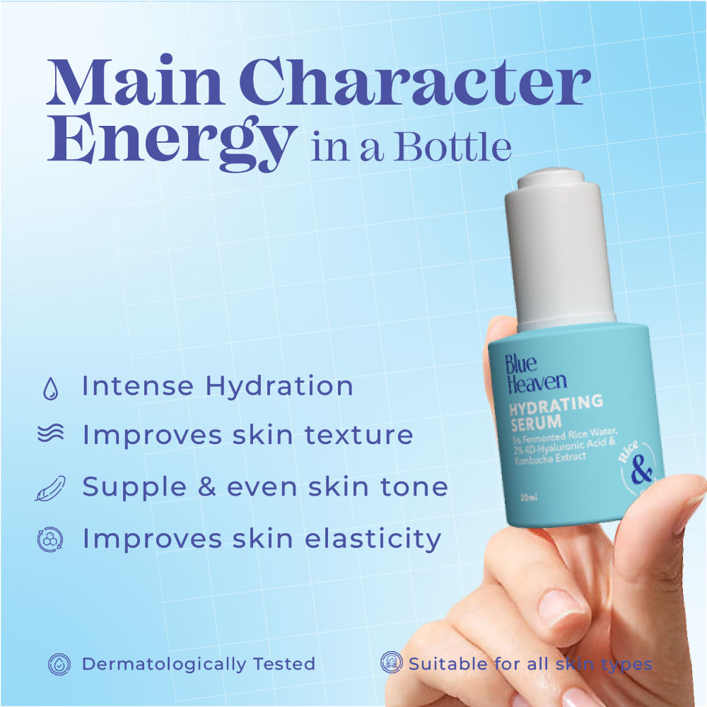 Hydrating Face Serum with 5% Fermented Rice Water + 2% 4D Hyaluronic Acid + 0.5% Kombucha Extract| 20ml
