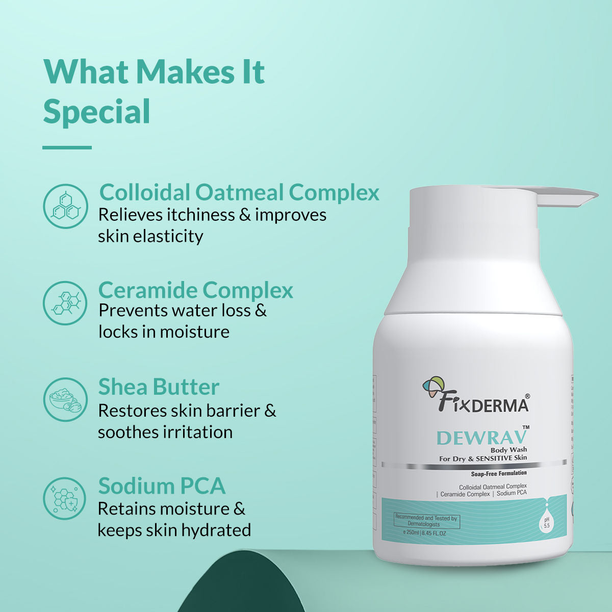 Dewrav Body Wash for Dry & Sensitive Skin with Ceramide Complex, Repair Skin Barrier
