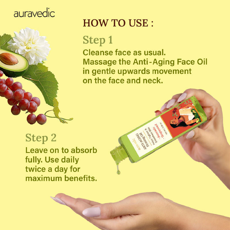Anti Ageing Serum Face Oil For Glowing Skin With Avocado Grapeseed Firming Oil