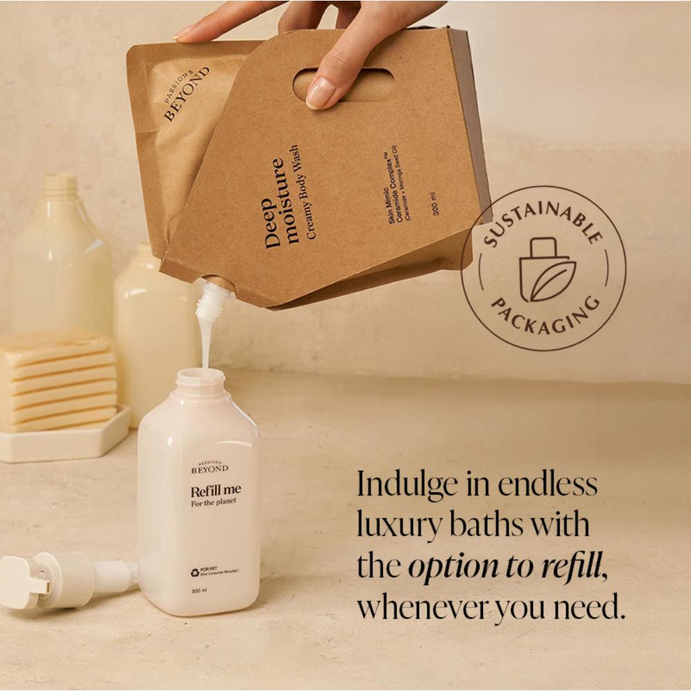 Beyond Deep Moisture Korean Creamy Body Wash - Vegan Shower Cream For Dry Skin With Ceramides