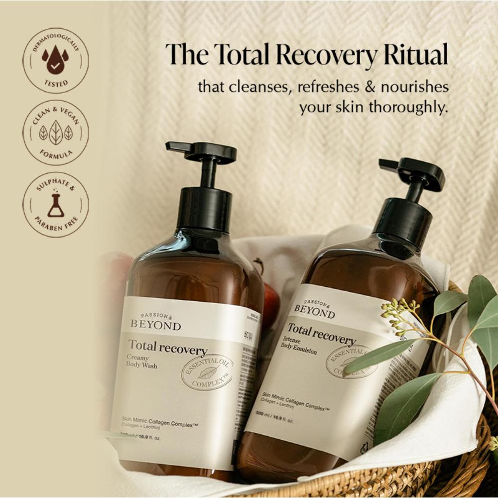 Beyond Total Recovery Korean Creamy Body Wash - Vegan Shower Cream For Dry Skin With Collagen