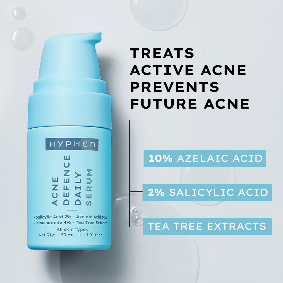 Anti Acne 10% Azelaic Acid 2% Salicylic Acid Face Serum, Tea Tree Extract, Fades Acne Marks