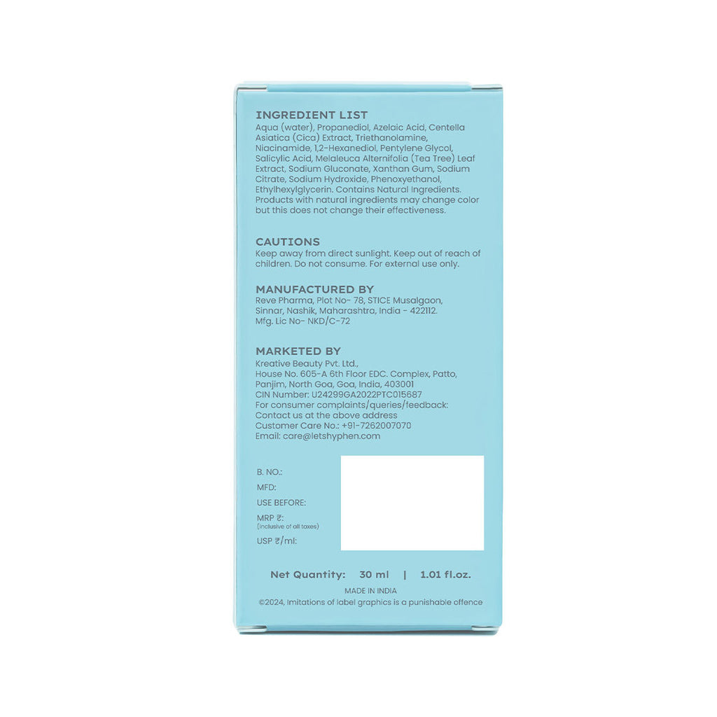 Anti Acne 10% Azelaic Acid 2% Salicylic Acid Face Serum, Tea Tree Extract, Fades Acne Marks