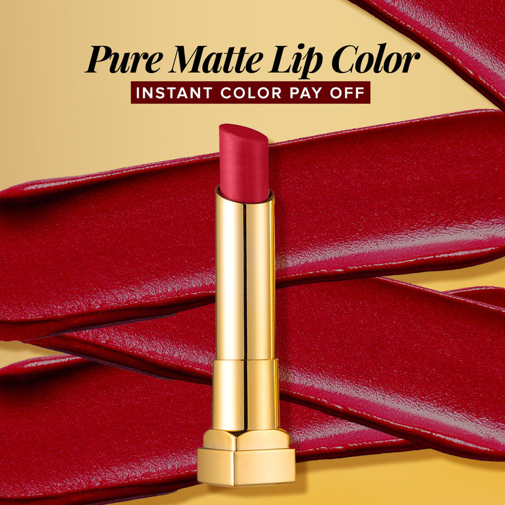 Pure Matte Lipstick, Long Lasting, Highly Pigmented, Creamy Matte Finish