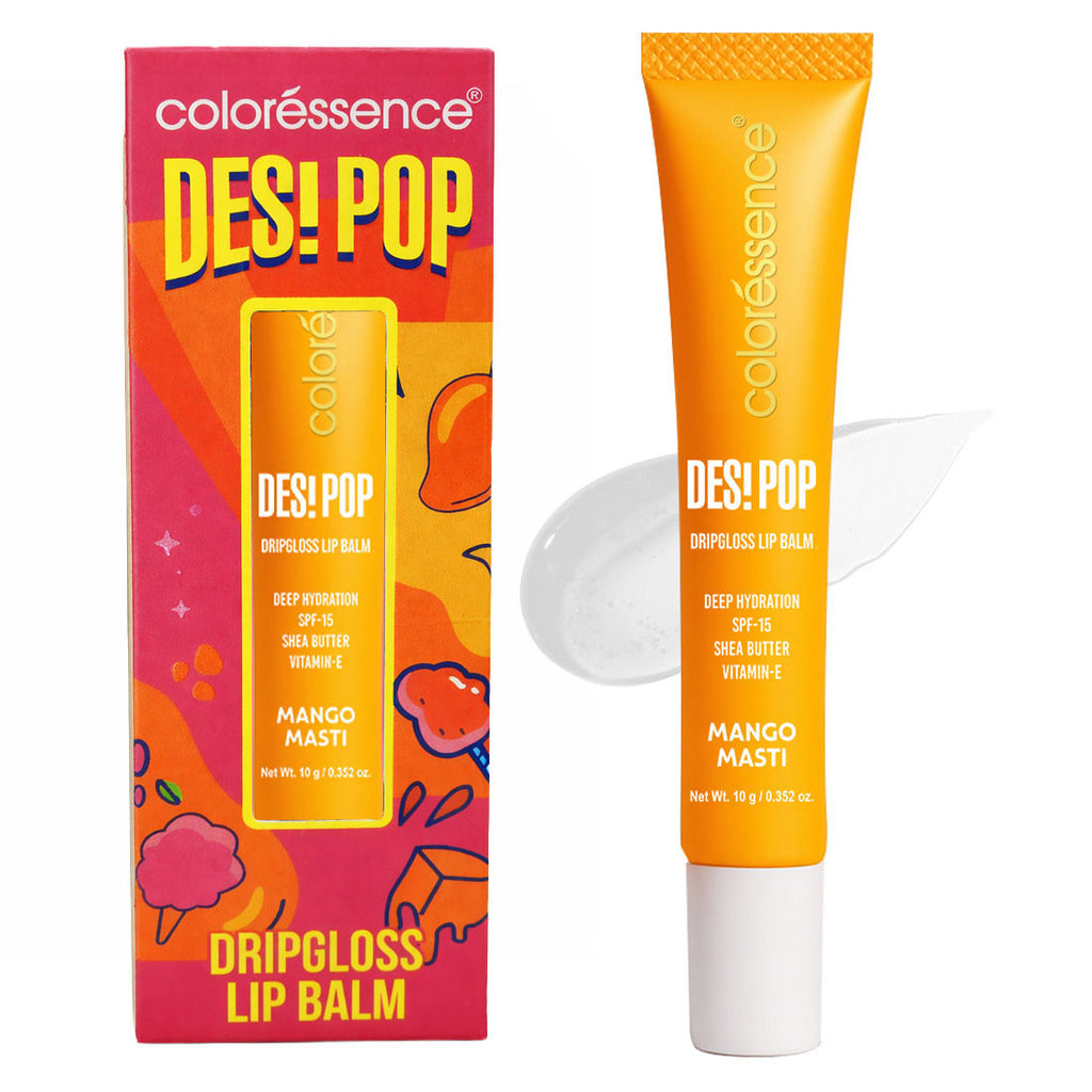 Desi Pop DripGloss Lip Balm SPF 15, Hydrating Gloss for Dry Lips - Mango Masti