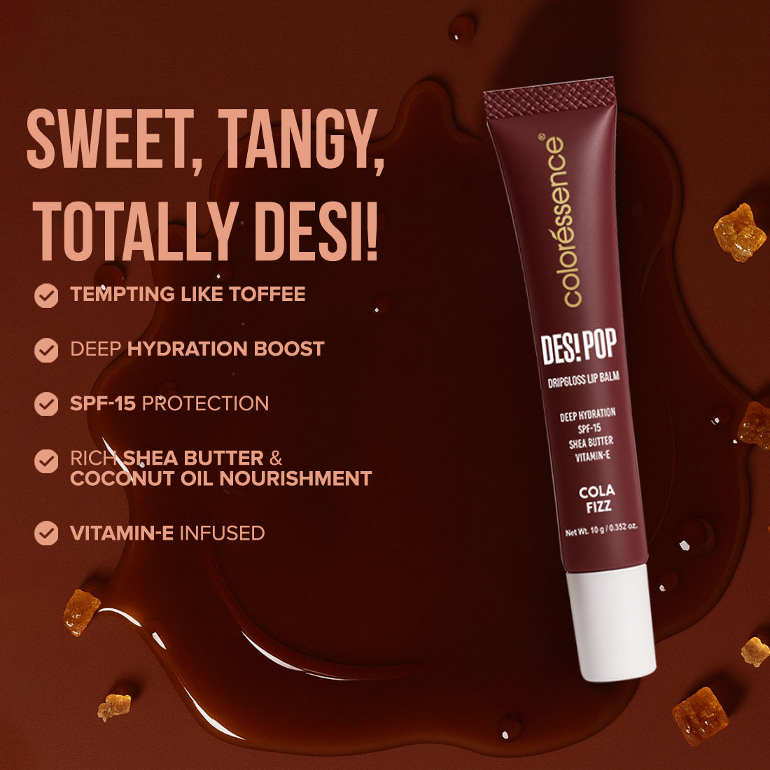 Desi Pop DripGloss Lip Balm SPF 15, Hydrating Gloss for Dry Lips