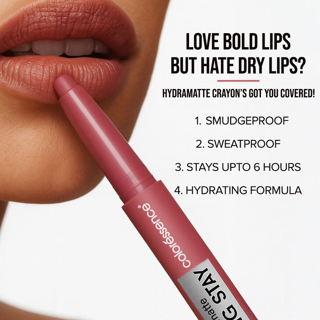 Hydra Matte Lip Crayon, Long Lasting, Smudgeproof, Hydrating Matte Finish