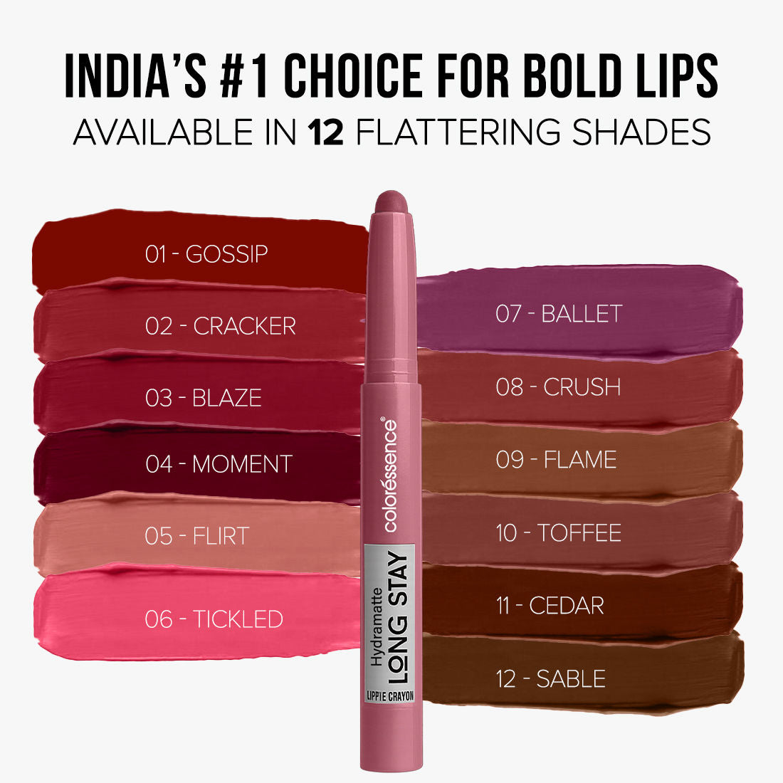 Hydra Matte Lip Crayon, Long Lasting, Smudgeproof, Hydrating Matte Finish