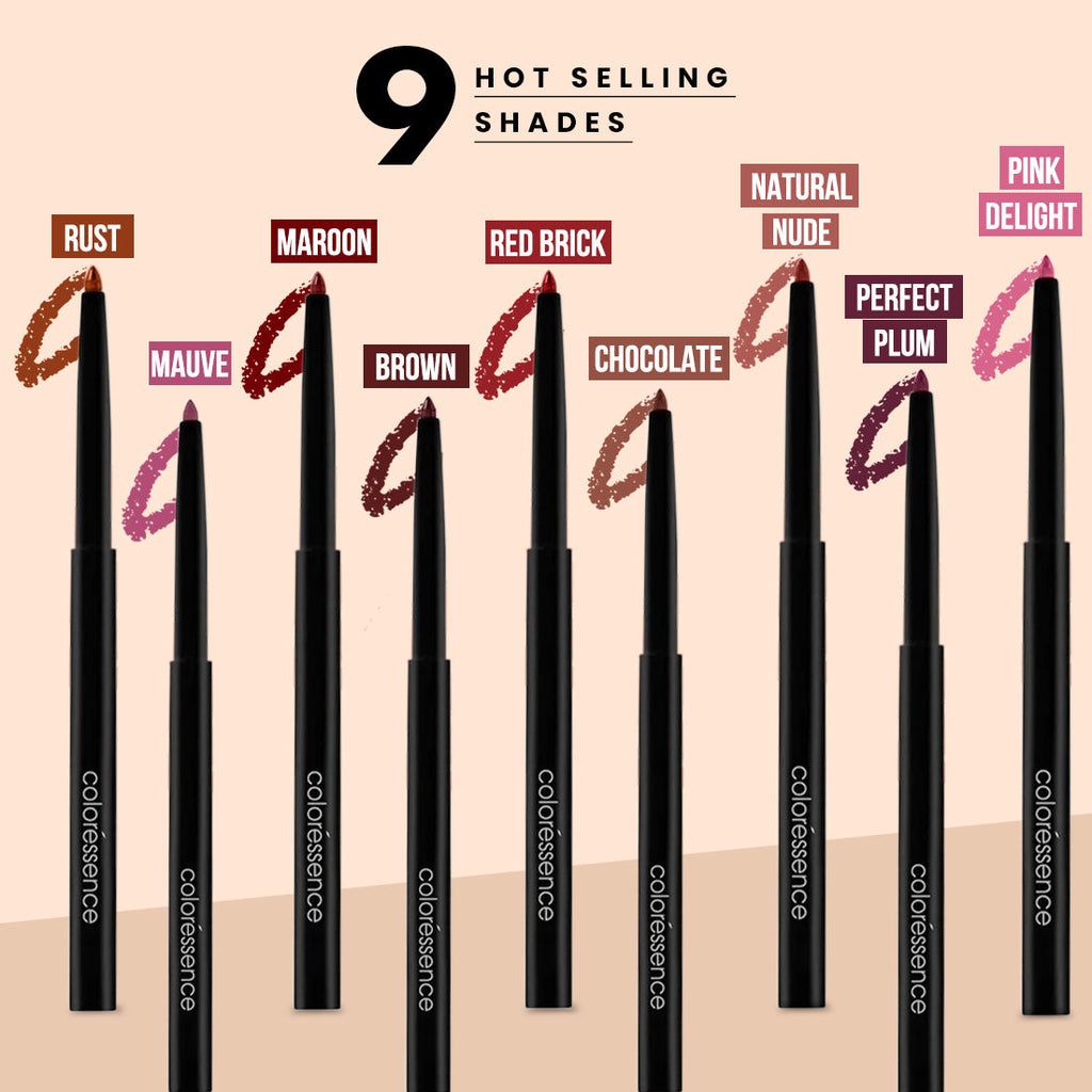 Pout Perfect Lip Liner with Sharpener, Long Lasting Smudgeproof Waterproof