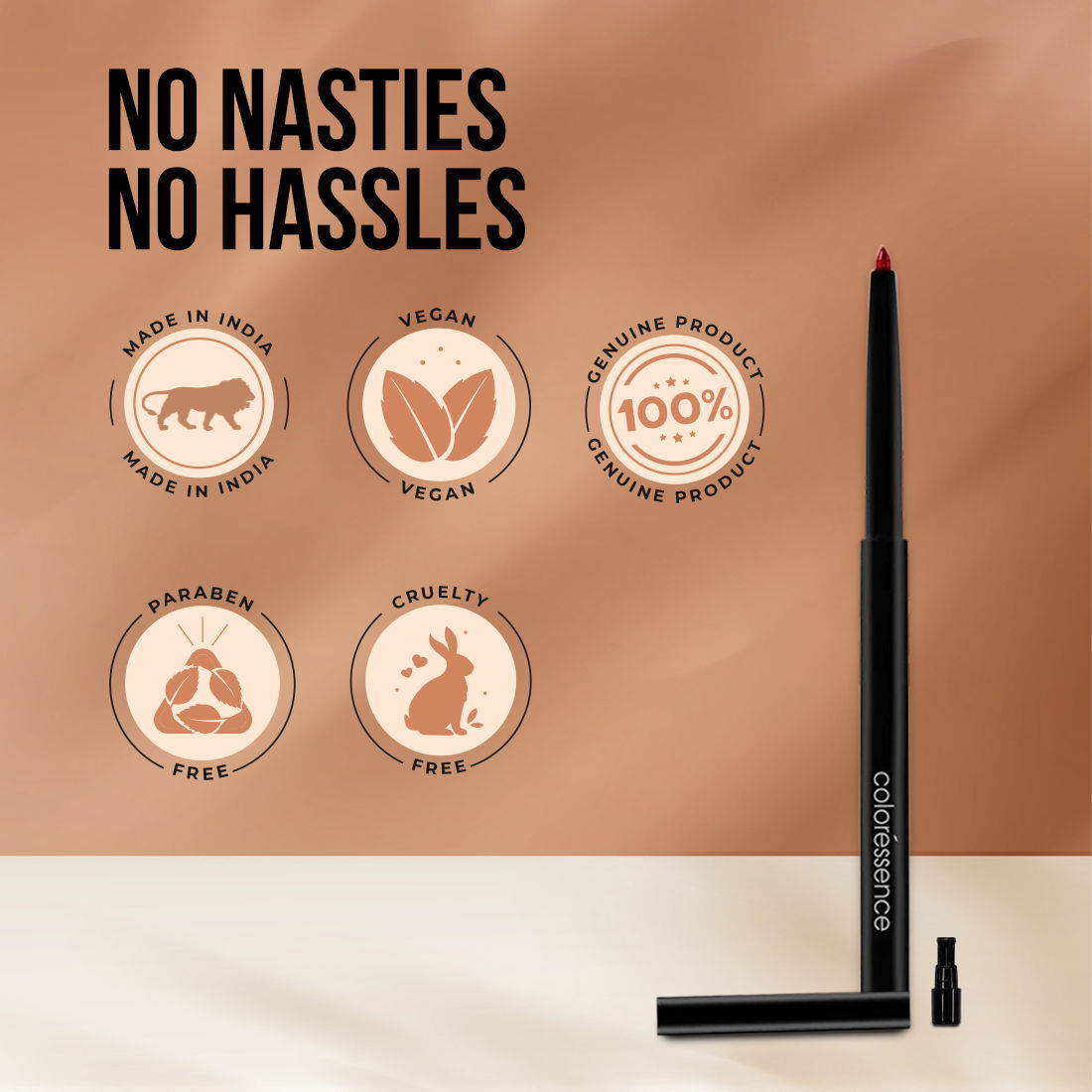 Pout Perfect Lip Liner with Sharpener, Long Lasting Smudgeproof Waterproof