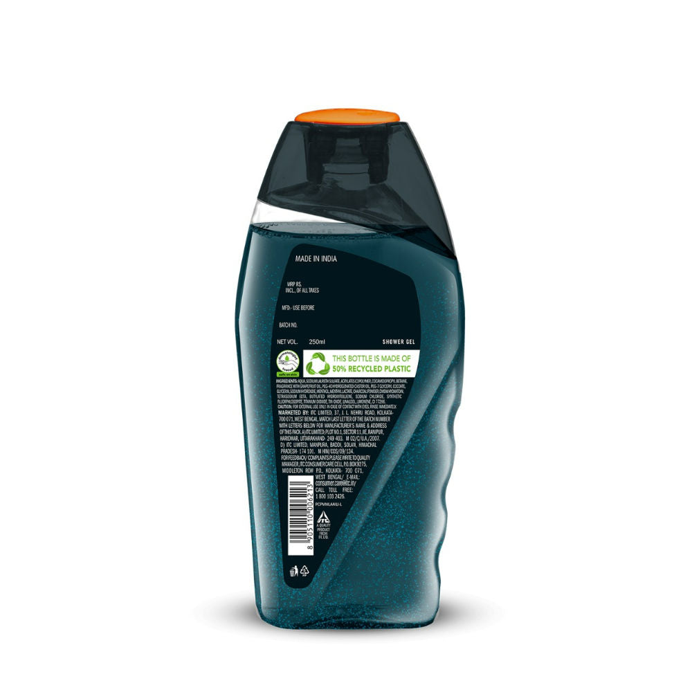 Men’s Shower Gel Deep Clean, Body Wash with Charcoal & Graperuit for Refreshed Skin