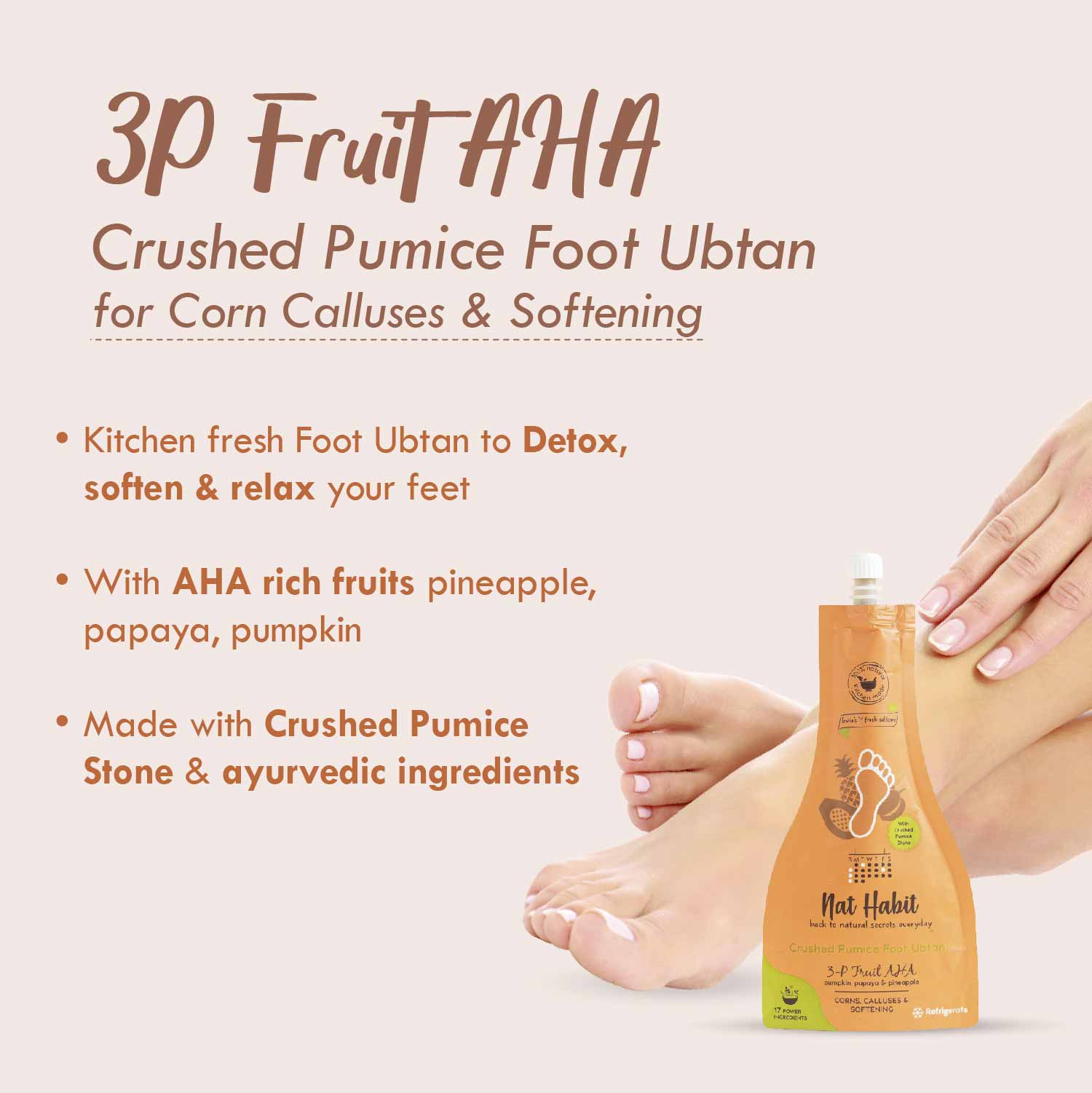 3P-AHA Foot Ubtan, Foot Scrub , Exfoliating Foot Mask, Corns, Calluses Removal & Softening