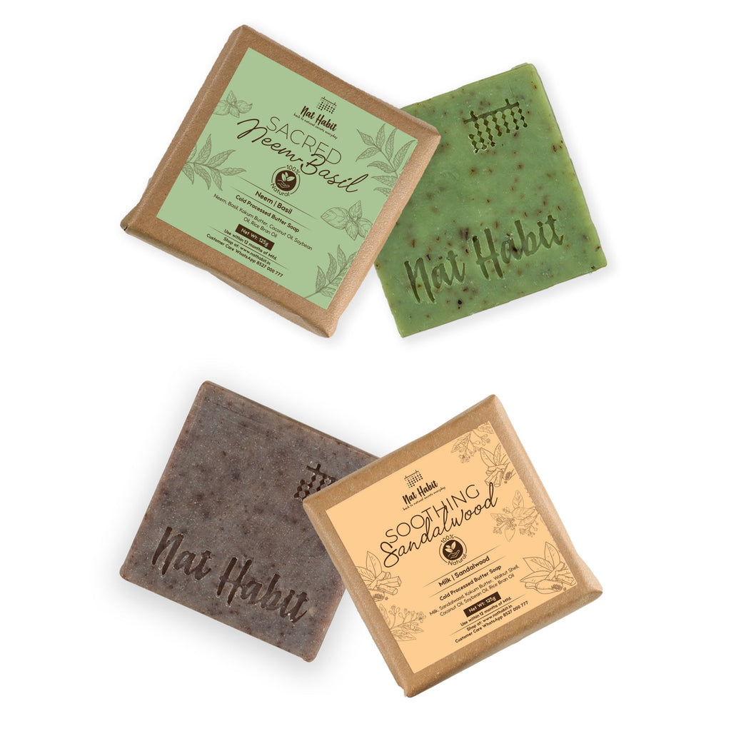 Fresh Brightening Sacred Neem Basil & Soothing Sandalwood Soaps