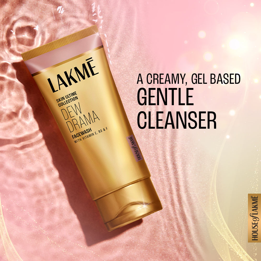 Dew Drama Facewash with Pro-Ceramides & 6% Vitamin E + B3 + F Complex for Glowing Skin