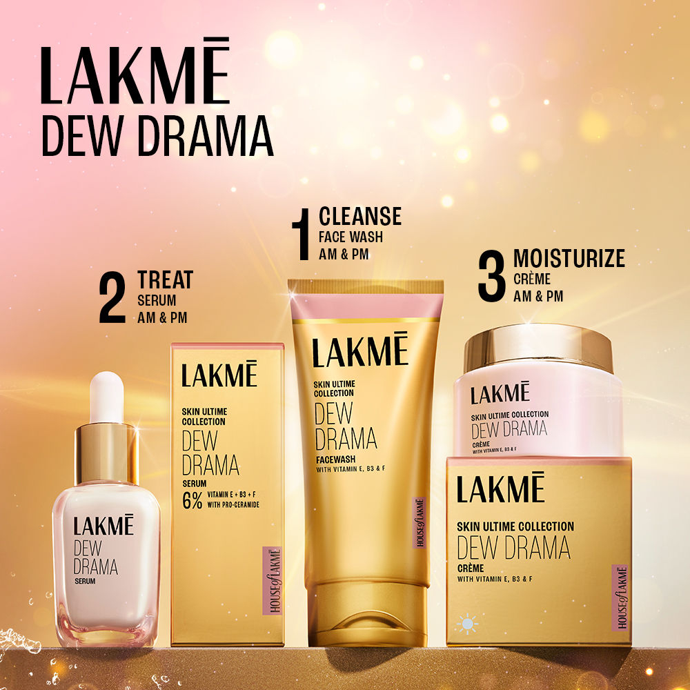 Dew Drama Facewash with Pro-Ceramides & 6% Vitamin E + B3 + F Complex for Glowing Skin