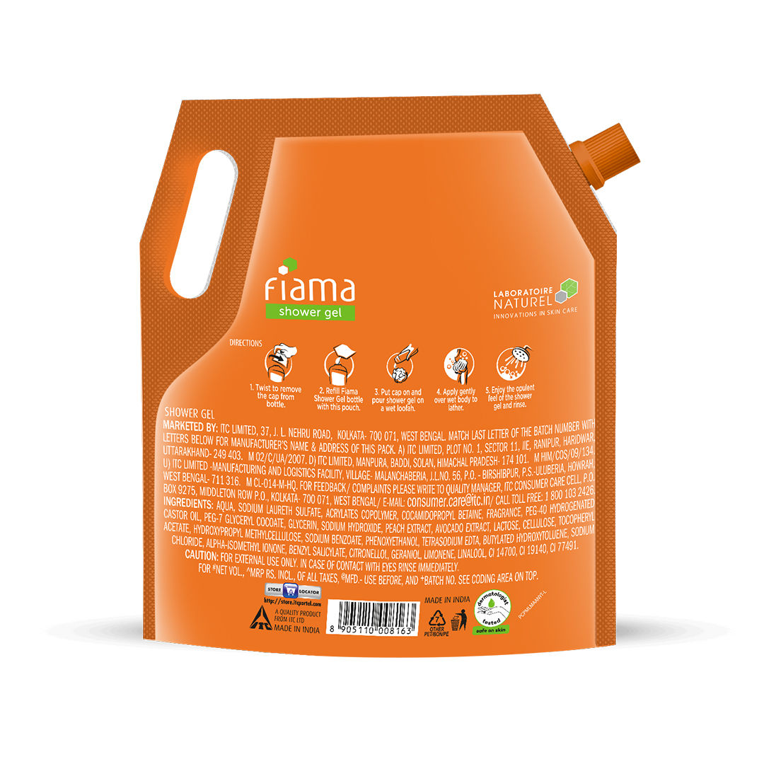 Shower Gel Peach & Avocado with Skin Conditioners for Soft Moisturised Skin