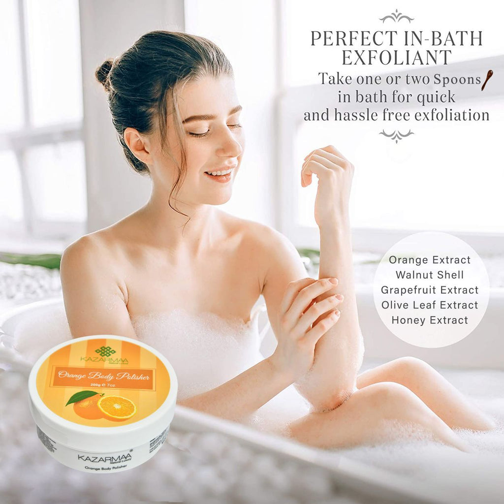 Orange Body Polisher Exfoliating Body Scrub For Skin Lightening And Radiant Glow