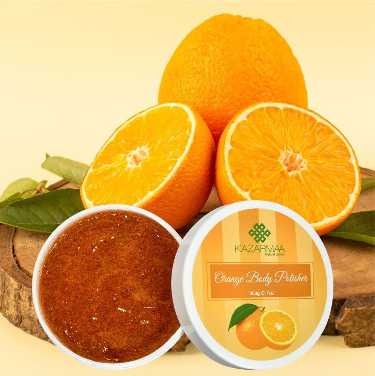 Orange Body Polisher Exfoliating Body Scrub For Skin Lightening And Radiant Glow