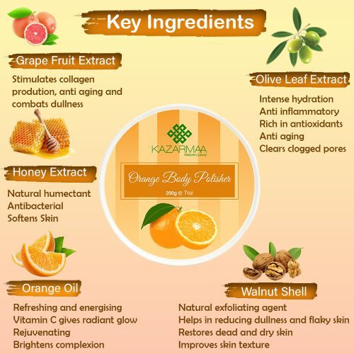 Orange Body Polisher Exfoliating Body Scrub For Skin Lightening And Radiant Glow