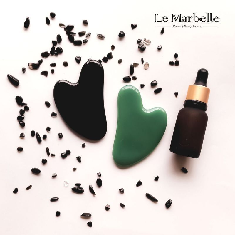 Black Obsidian Gua Sha Face Massager For Face, Neck Glow & Skin Brightening