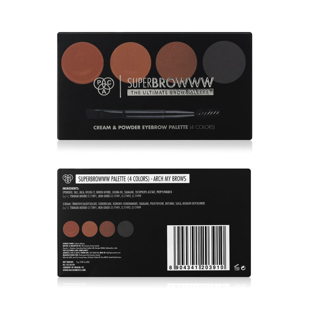 SuperBrowww Palette X4 01 Arch My Brows -Cream & Powder Formula Natural Shades Seamless Blending