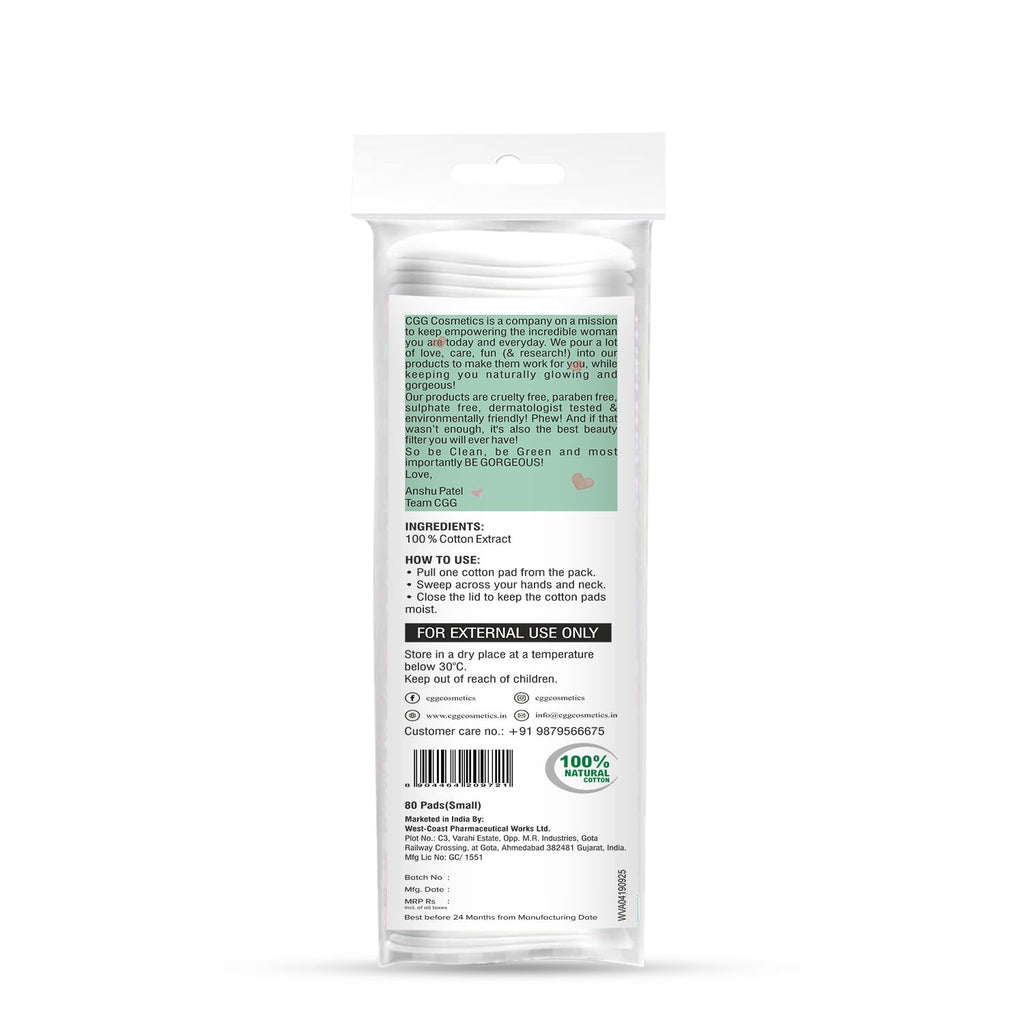 Korean Makeup Remover Cotton Pads - Small