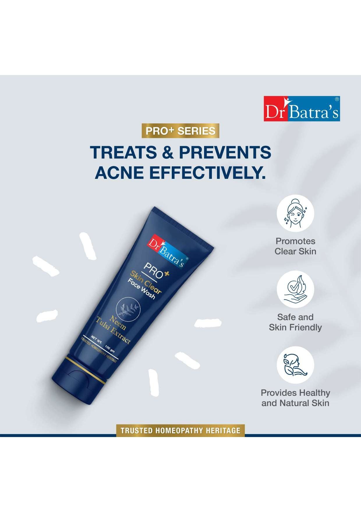 Dr Batra's PRO +Skin Clear Face washEnriched withTulsi,Neem,Aloe Vera,Natural Extract