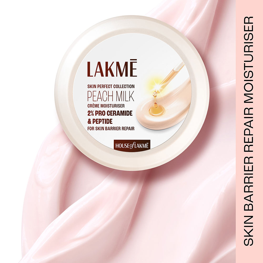 Lakmé Peach Creme Moisturiser, Ceramide & Peptide, Skin Barrier Repair & Hydrated Glow - 100 g