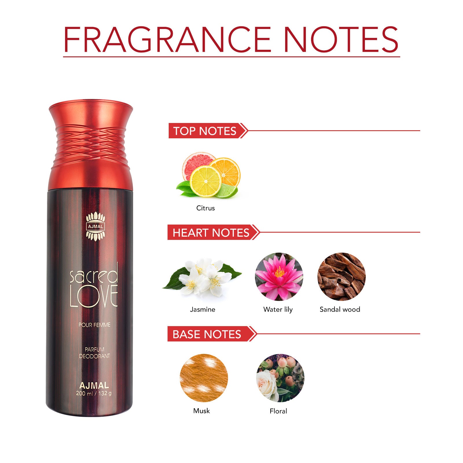 Ajmal Sacred Love Perfume Deodorant Body Spray For Women