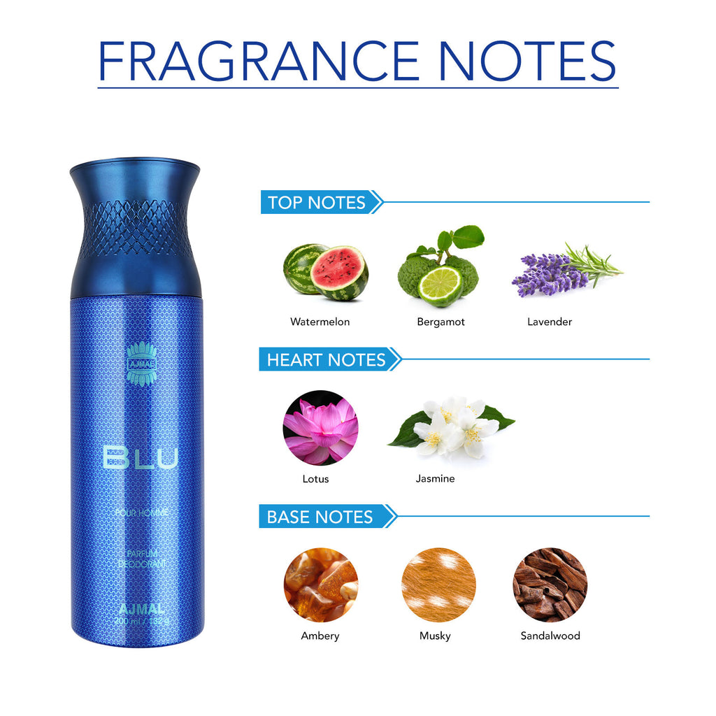 Ajmal Blu Perfume Deodorant Body Spray For Men