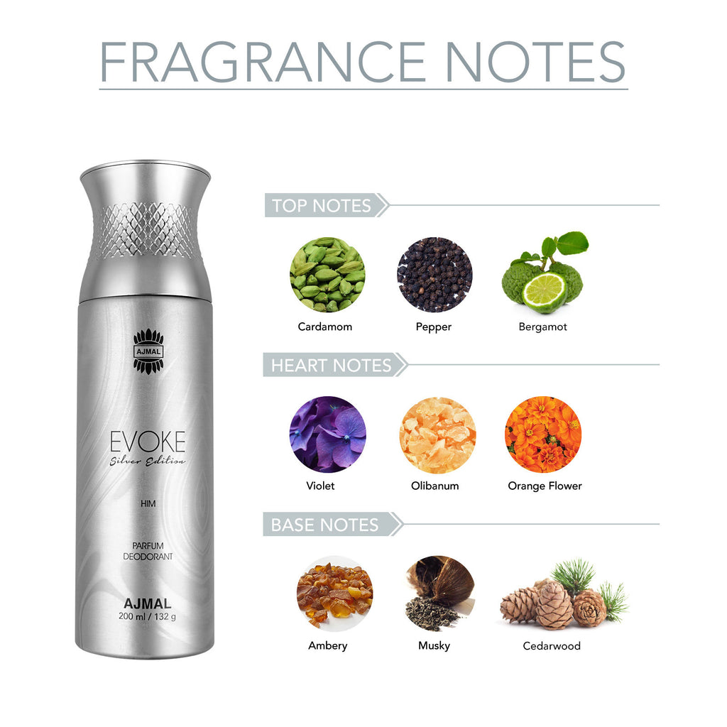Ajmal Evoke Silver Edition Perfume Deodorant Body Spray For Men