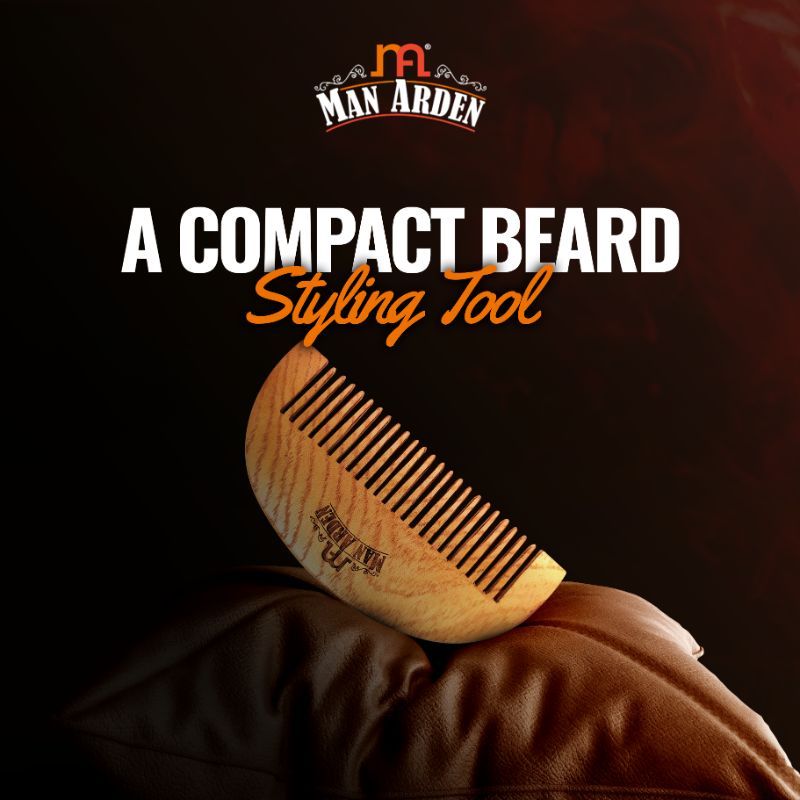 Pure Neem Wooden Pocket Size Beard Comb With Premium Faux Leather Pouch