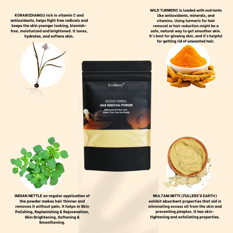 Koraikizhangu Turmeric Instant Herbal Hair Removal Powder