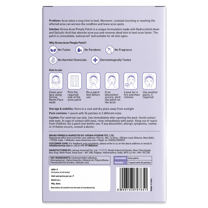 Anti Acne & Pimple Face Patches, 0.5% Salicylic Acid & 100% Hydrocolloid, Acne Spot Corrector