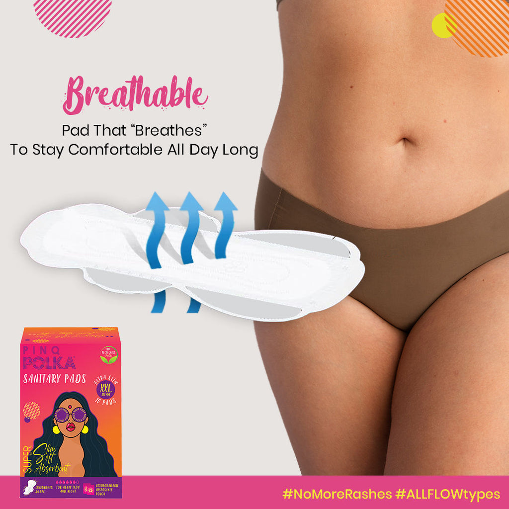 POLKA Ultra Sanitary Pads Organic Cotton Soft Feel Rash Free Wide Back