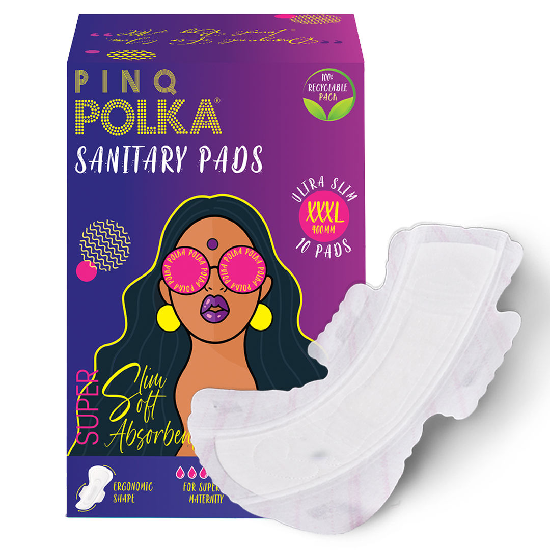 POLKA Ultra Sanitary Pads Organic Cotton Soft Feel Rash Free Wide Back - XXXL