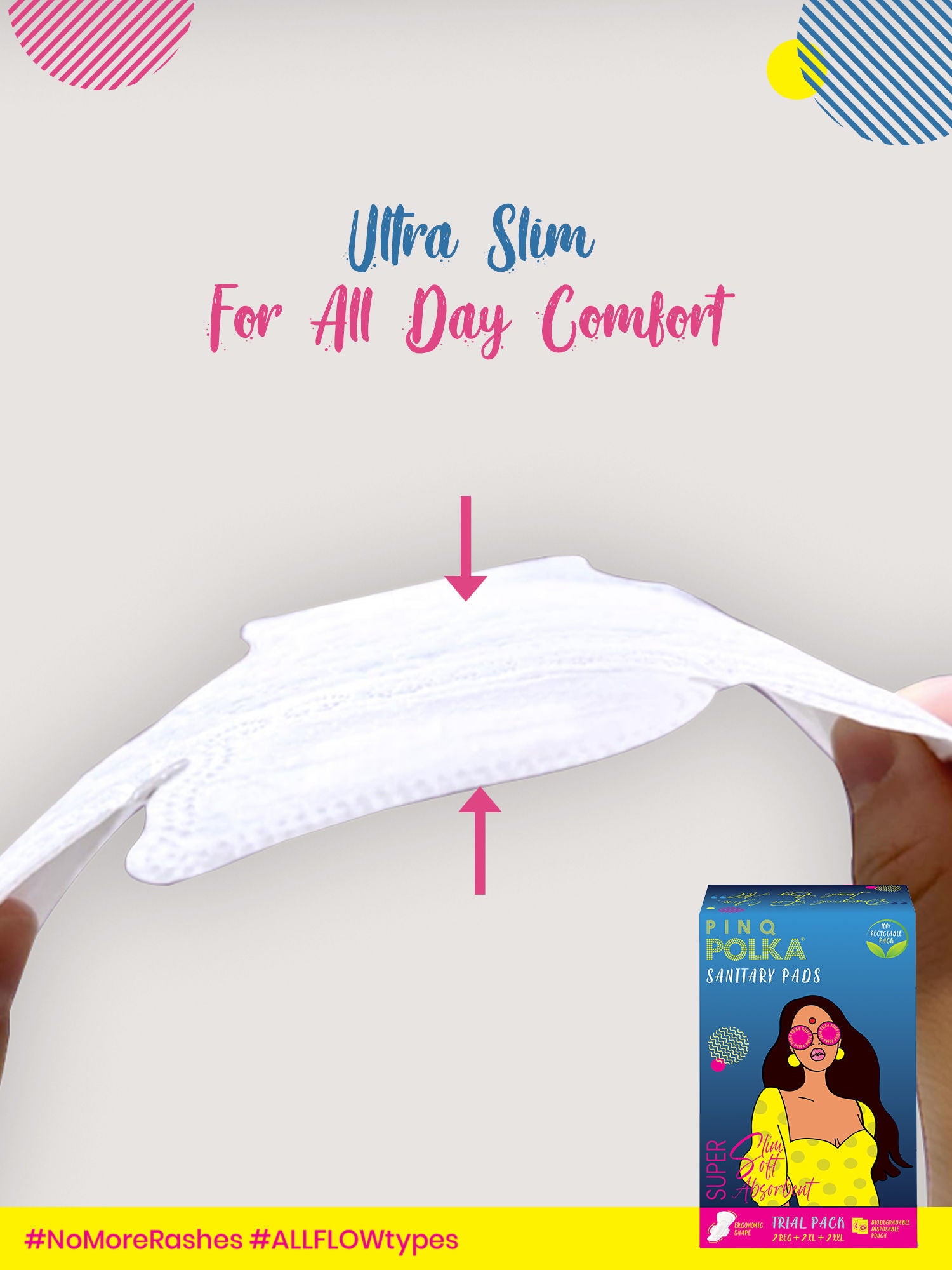POLKA Sanitary Pads Trial (XXL XL Regular) Organic Cotton Soft Feel Rash Free Wide Back