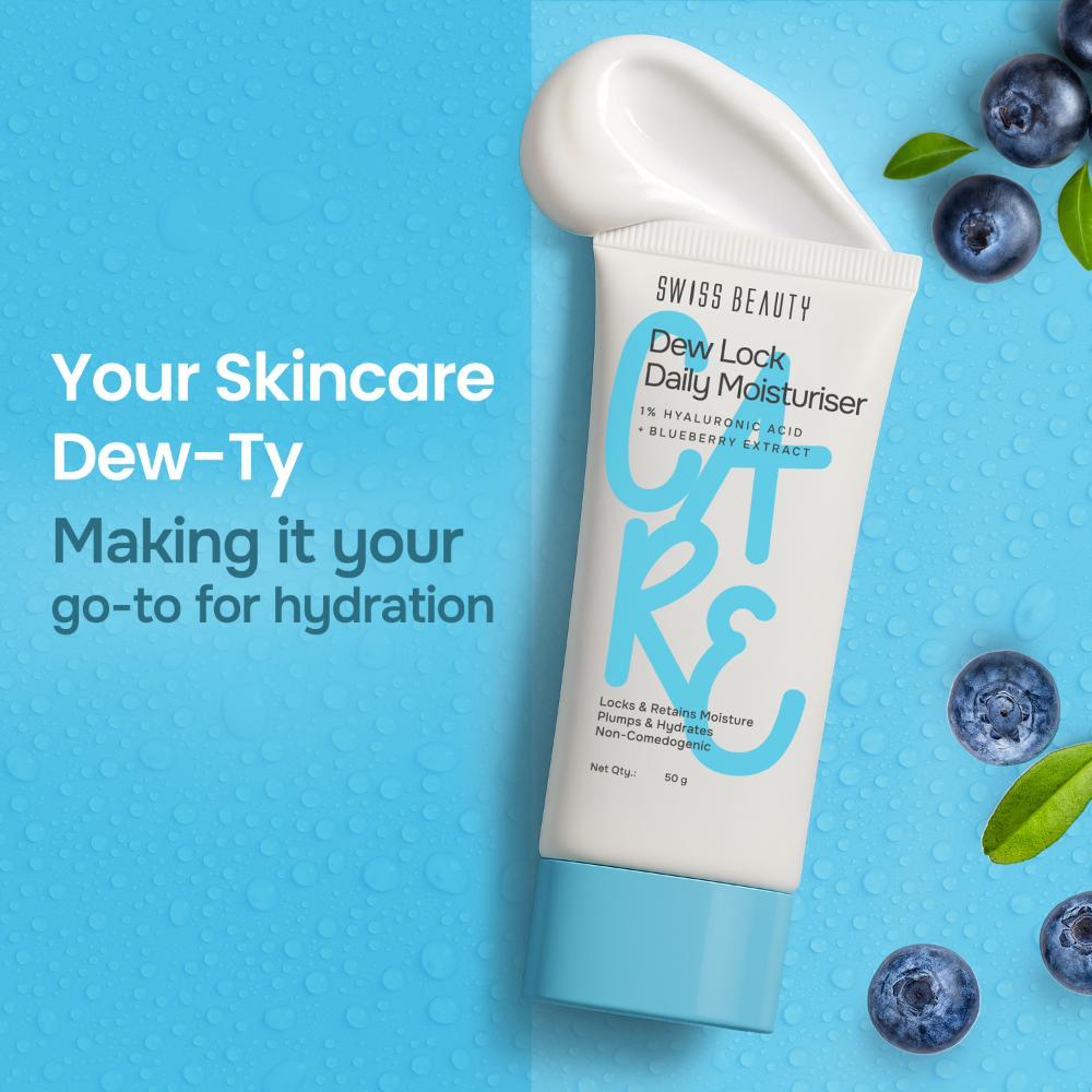 Care Dew Lock Daily Moisturiser - 1% Hyaluronic Acid & Blueberry Extract