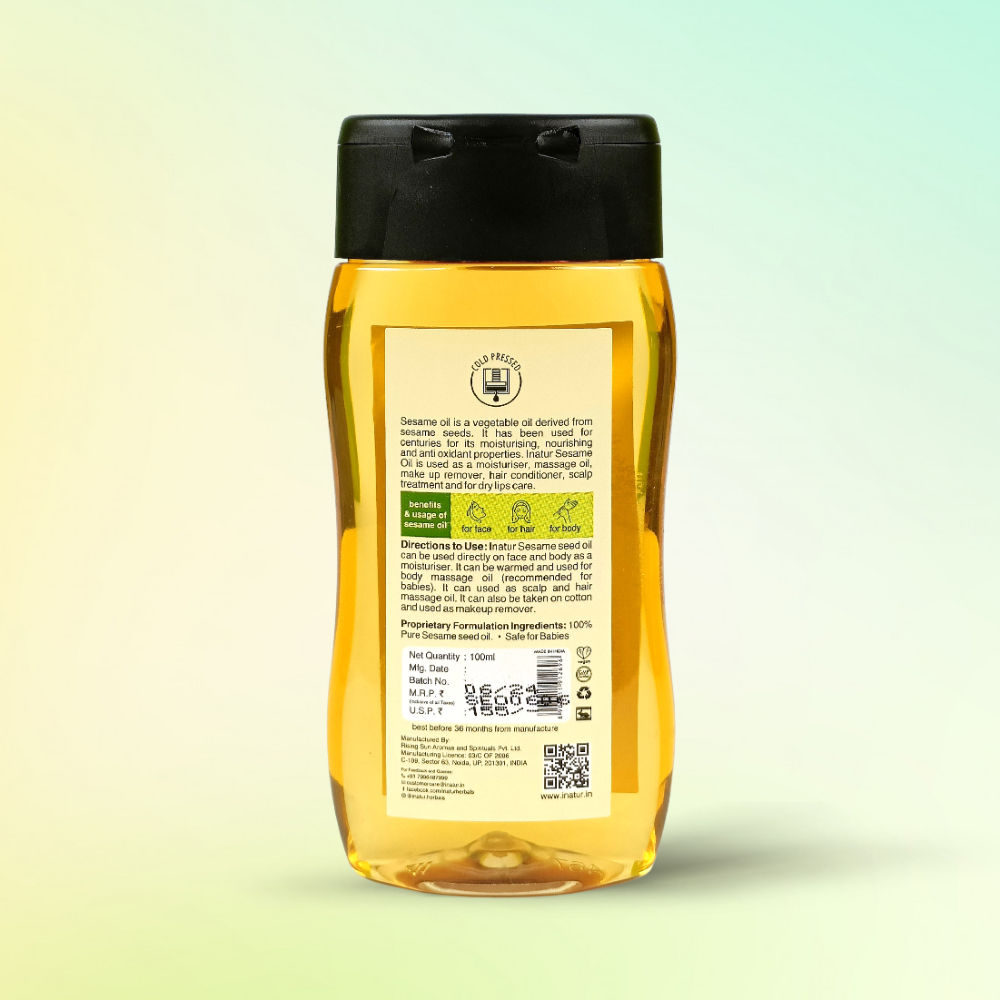Sesame Oil, 100% Pure, Cold-Pressed, Virgin & Organic, for Skin & Hair Care