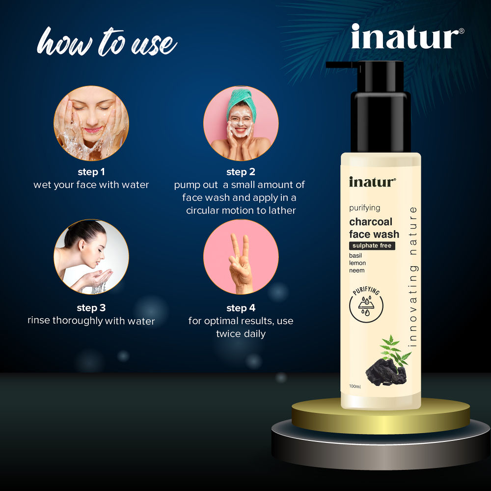 Charcoal Face Wash with Activated Charcoal, Basil & Neem for Deep Cleansing & Purifying