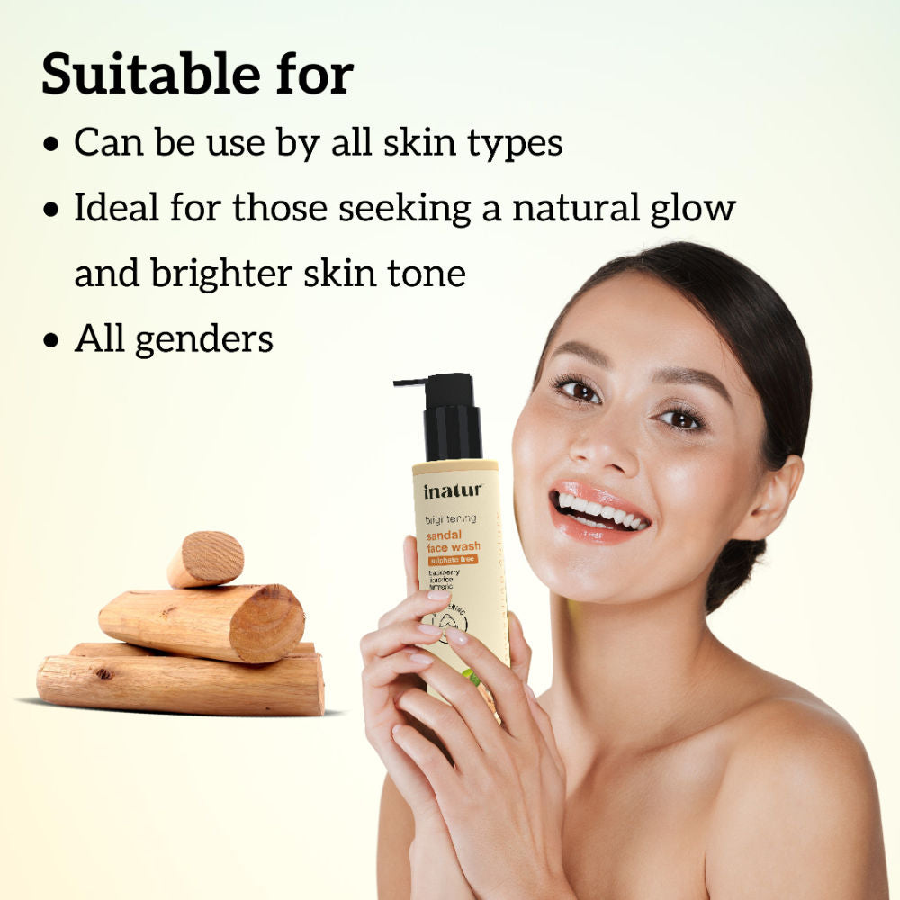 Sandal Face Wash, Removes Tan & Brightens, Gentle & Hydrating, for All Skin Types