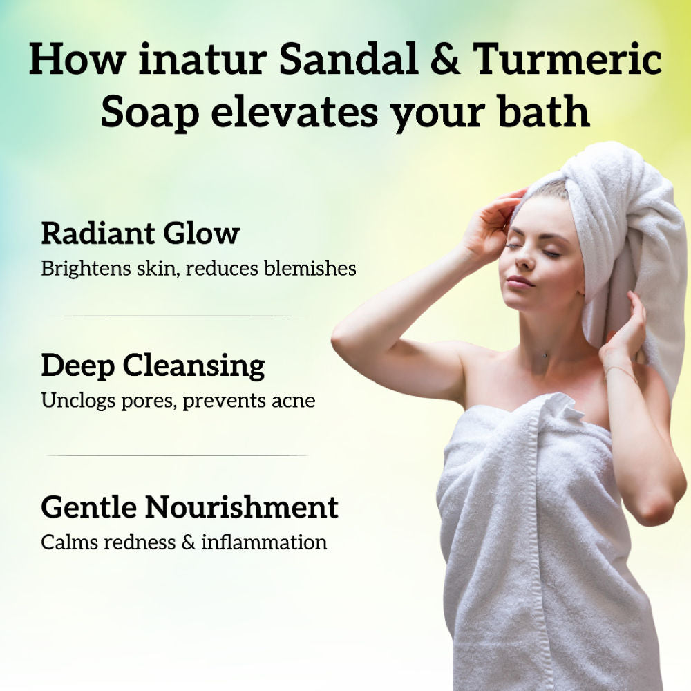 Sandal & Turmeric Soap, 100% Natural & Vegan For Tan Removal & Brightening & All Skin Types