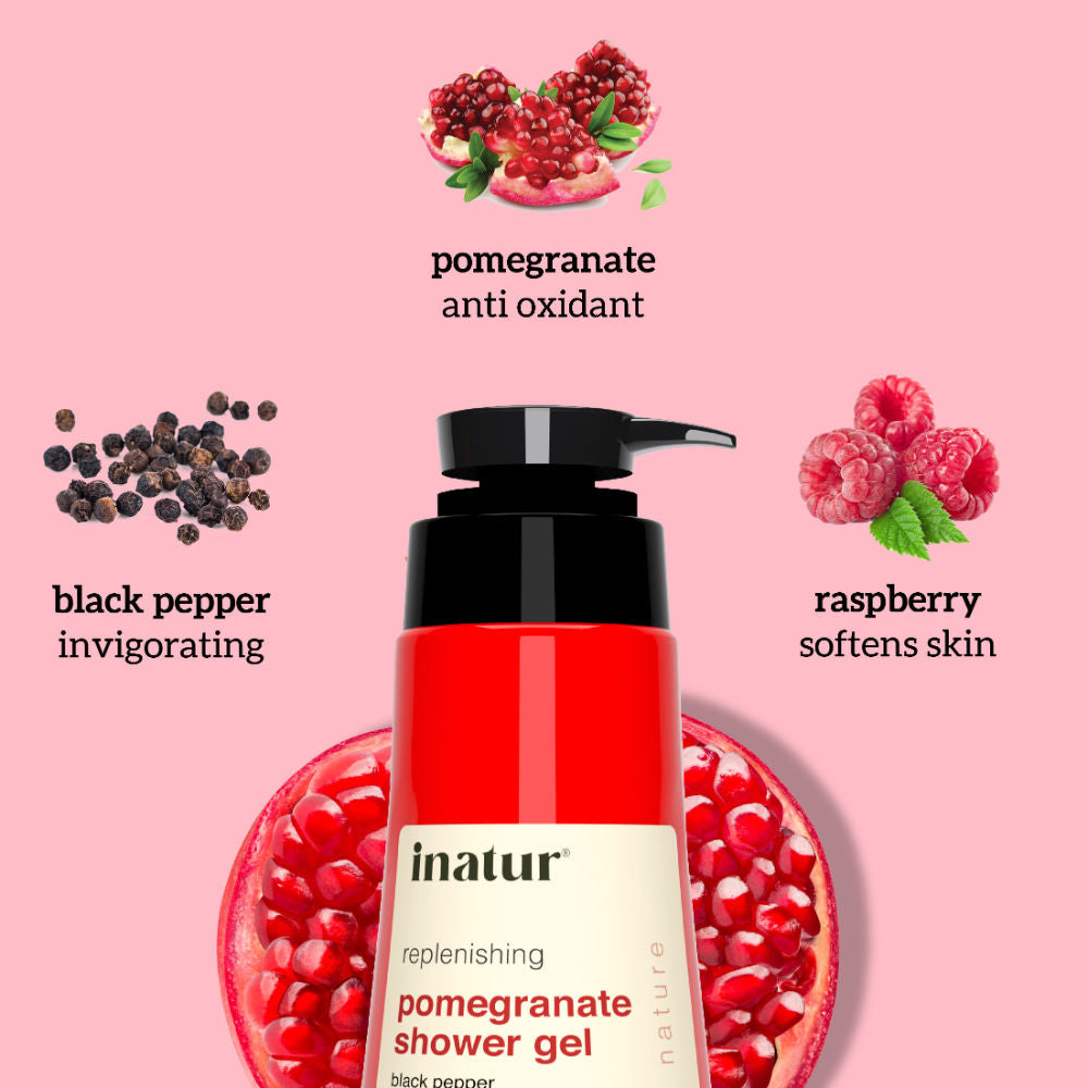 Shower Gel with Pomegranate, Raspberry, and Black Pepper for Daily Refreshing Wash