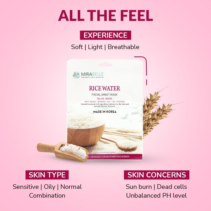 Rice Water Facial Sheet Mask For Anti - Acne
