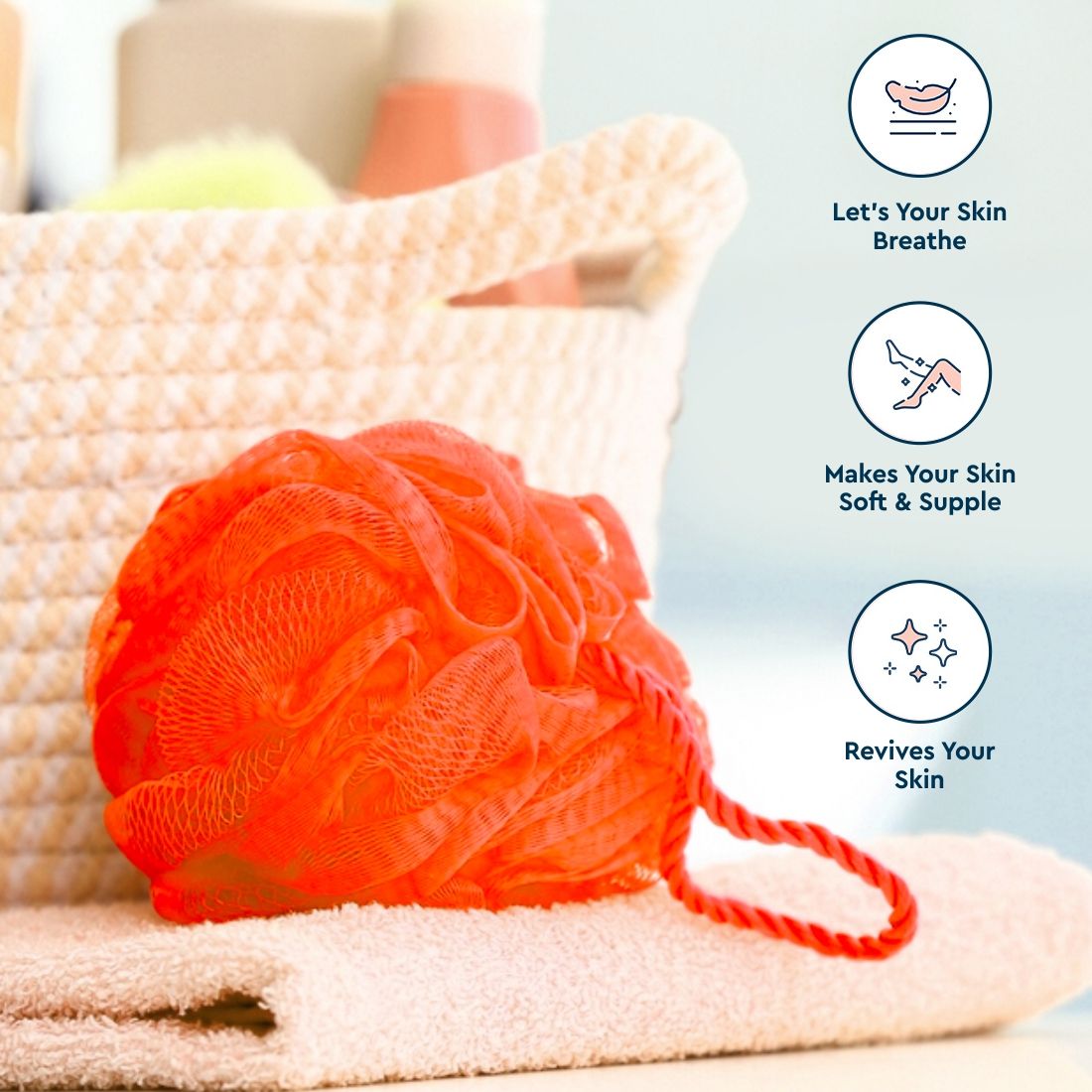 Plastic Bath Sponge Round Loose Loofah - Color May Vary