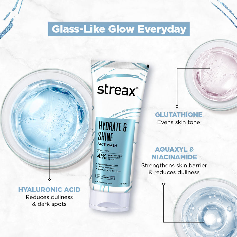 Skin Hydrate & Shine Face Wash Cleanser For Brightening, 48 Hr Hydration
