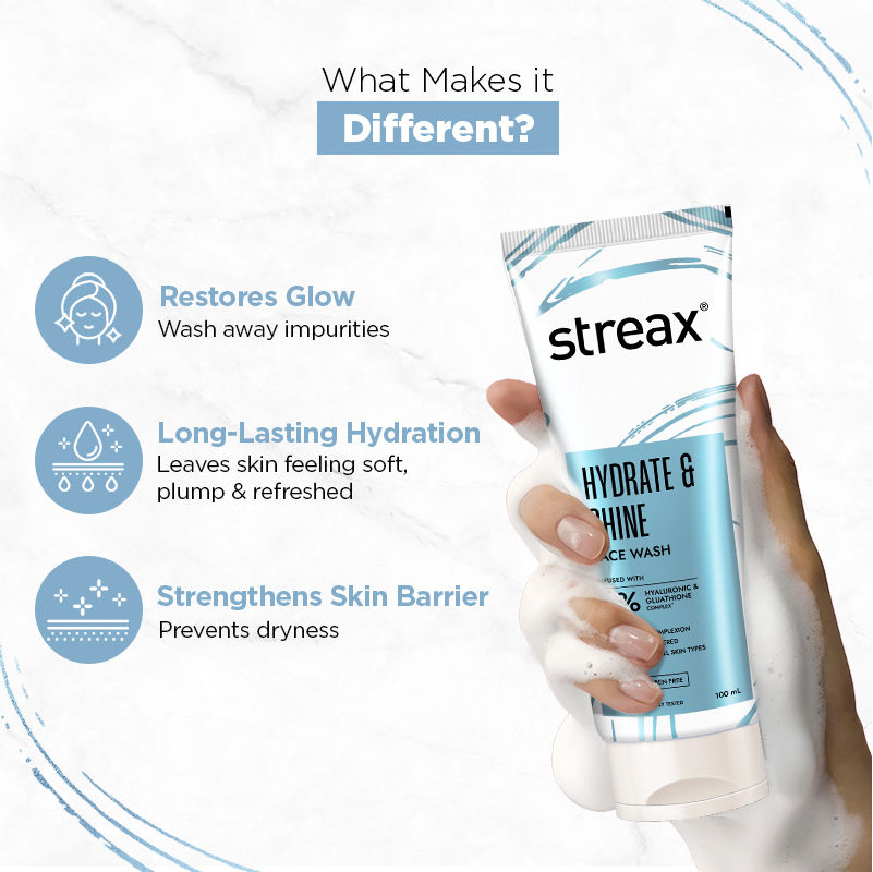 Skin Hydrate & Shine Face Wash Cleanser For Brightening, 48 Hr Hydration